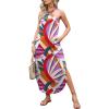image:imageANRABESS Women Summer Halter Neck Sundress Sleeveless Split Side Casual Beach Travel Vacation Maxi Long Dress with PocketsPrint Rainbow