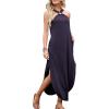image:imageANRABESS Women Summer Halter Neck Sundress Sleeveless Split Side Casual Beach Travel Vacation Maxi Long Dress with PocketsPurple