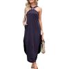 image:imageANRABESS Women Summer Halter Neck Sundress Sleeveless Split Side Casual Beach Travel Vacation Maxi Long Dress with PocketsPurple