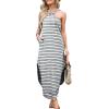 image:imageANRABESS Women Summer Halter Neck Sundress Sleeveless Split Side Casual Beach Travel Vacation Maxi Long Dress with PocketsStriped