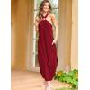 image:imageANRABESS Women Summer Halter Neck Sundress Sleeveless Split Side Casual Beach Travel Vacation Maxi Long Dress with PocketsWine Red