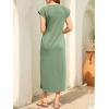 image:imageANRABESS Women Summer Maxi Dress 2026 Casual Loose Cap Sleeve Crewneck Split Beach Vacation Long Sundress with PocketsGreen