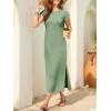 image:imageANRABESS Women Summer Maxi Dress 2026 Casual Loose Cap Sleeve Crewneck Split Beach Vacation Long Sundress with PocketsGreen