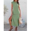 image:imageANRABESS Women Summer Maxi Dress 2026 Casual Loose Cap Sleeve Crewneck Split Beach Vacation Long Sundress with PocketsGreen