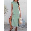 image:imageANRABESS Women Summer Maxi Dress 2026 Casual Loose Cap Sleeve Crewneck Split Beach Vacation Long Sundress with PocketsLight Green