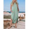 image:imageANRABESS Women Summer Maxi Dress 2026 Casual Loose Cap Sleeve Crewneck Split Beach Vacation Long Sundress with PocketsLight Green