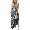 image:imageANRABESS Women Summer Maxi Dress Beach Vacation Sundress Sleeveless Casual Loose Shirt Dresses 2026 Travel OutfitsPrinted Leaves