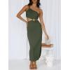 image:imageANRABESS Women Summer One Shoulder Sleeveless Maxi Dress Cutout Sexy Bodycon Semi Formal Dinner Date Vacation DressesArmy Green