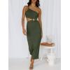 image:imageANRABESS Women Summer One Shoulder Sleeveless Maxi Dress Cutout Sexy Bodycon Semi Formal Dinner Date Vacation DressesArmy Green