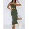 image:imageANRABESS Women Summer One Shoulder Sleeveless Maxi Dress Cutout Sexy Bodycon Semi Formal Dinner Date Vacation DressesArmy Green