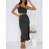 image:imageANRABESS Women Summer One Shoulder Sleeveless Maxi Dress Cutout Sexy Bodycon Semi Formal Dinner Date Vacation DressesBlack