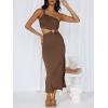 image:imageANRABESS Women Summer One Shoulder Sleeveless Maxi Dress Cutout Sexy Bodycon Semi Formal Dinner Date Vacation DressesCoffee