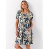 image:imageANRABESS Women Summer Square Neck Puff Short Sleeve Mini Dress 2026 Casual Flowy Sundress Beach Vacation Clothes with PocketsFloral Colorful Leaves