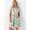 image:imageANRABESS Women Summer Square Neck Puff Short Sleeve Mini Dress 2026 Casual Flowy Sundress Beach Vacation Clothes with PocketsFloral Leaf