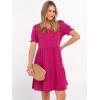 image:imageANRABESS Women Summer Square Neck Puff Short Sleeve Mini Dress 2026 Casual Flowy Sundress Beach Vacation Clothes with PocketsHot Pink