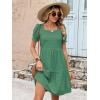 image:imageANRABESS Women Summer Square Neck Puff Short Sleeve Mini Dress 2026 Casual Flowy Sundress Beach Vacation Clothes with PocketsLight Green Orange Striped