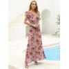 image:imageANRABESS Women V Neck Ruffle Sleeve Floral Pleated Maxi Dresses Summer Boho Belt Empire Waist Wedding Guest Party Flowy DressFloral Red Rose