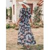 image:imageANRABESS Womens 12 Sleeve Beach Wedding Guest Maxi Dresses 2026 Summer Wrap V Neck Boho Floral Flowy Slit Long DressesBlack Flor