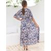 image:imageANRABESS Womens 12 Sleeve Beach Wedding Guest Maxi Dresses 2026 Summer Wrap V Neck Boho Floral Flowy Slit Long DressesFloral Blue White