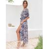 image:imageANRABESS Womens 12 Sleeve Beach Wedding Guest Maxi Dresses 2026 Summer Wrap V Neck Boho Floral Flowy Slit Long DressesFloral Blue White