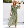 image:imageANRABESS Womens 12 Sleeve Beach Wedding Guest Maxi Dresses 2026 Summer Wrap V Neck Boho Floral Flowy Slit Long DressesFloral Green
