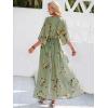 image:imageANRABESS Womens 12 Sleeve Beach Wedding Guest Maxi Dresses 2026 Summer Wrap V Neck Boho Floral Flowy Slit Long DressesFloral Green