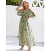 image:imageANRABESS Womens 12 Sleeve Beach Wedding Guest Maxi Dresses 2026 Summer Wrap V Neck Boho Floral Flowy Slit Long DressesFloral Green