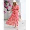 image:imageANRABESS Womens 12 Sleeve Beach Wedding Guest Maxi Dresses 2026 Summer Wrap V Neck Boho Floral Flowy Slit Long DressesFloral Red