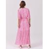 image:imageANRABESS Womens 12 Sleeve Beach Wedding Guest Maxi Dresses 2026 Summer Wrap V Neck Boho Floral Flowy Slit Long DressesFloral Red White