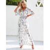 image:imageANRABESS Womens 12 Sleeve Beach Wedding Guest Maxi Dresses 2026 Summer Wrap V Neck Boho Floral Flowy Slit Long DressesFloral White Teal