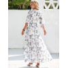 image:imageANRABESS Womens 12 Sleeve Beach Wedding Guest Maxi Dresses 2026 Summer Wrap V Neck Boho Floral Flowy Slit Long DressesFloral White Teal