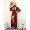 image:imageANRABESS Womens 12 Sleeve Beach Wedding Guest Maxi Dresses 2026 Summer Wrap V Neck Boho Floral Flowy Slit Long DressesRed
