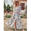 image:imageANRABESS Womens 12 Sleeve Beach Wedding Guest Maxi Dresses 2026 Summer Wrap V Neck Boho Floral Flowy Slit Long DressesWhite Flor