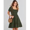 image:imageANRABESS Womens 2026 Summer Casual Dress Square Neck Puff Sleeve Boho Beach Vacation Short DressArmy Green