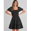 image:imageANRABESS Womens 2026 Summer Casual Dress Square Neck Puff Sleeve Boho Beach Vacation Short DressBlack