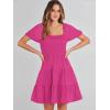 image:imageANRABESS Womens 2026 Summer Casual Dress Square Neck Puff Sleeve Boho Beach Vacation Short DressHot Pink