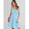 image:imageANRABESS Womens 2026 Summer Casual Dress Square Neck Puff Sleeve Boho Beach Vacation Short DressLight Cayn