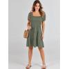 image:imageANRABESS Womens 2026 Summer Casual Dress Square Neck Puff Sleeve Boho Beach Vacation Short DressOlive Green