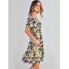 image:imageANRABESS Womens 2026 Summer Casual Dress Square Neck Puff Sleeve Boho Beach Vacation Short DressOrange Floral