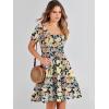 image:imageANRABESS Womens 2026 Summer Casual Dress Square Neck Puff Sleeve Boho Beach Vacation Short DressOrange Floral