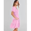 image:imageANRABESS Womens 2026 Summer Casual Dress Square Neck Puff Sleeve Boho Beach Vacation Short DressPink