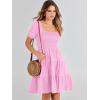 image:imageANRABESS Womens 2026 Summer Casual Dress Square Neck Puff Sleeve Boho Beach Vacation Short DressPink