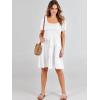 image:imageANRABESS Womens 2026 Summer Casual Dress Square Neck Puff Sleeve Boho Beach Vacation Short DressWhite