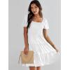 image:imageANRABESS Womens 2026 Summer Casual Dress Square Neck Puff Sleeve Boho Beach Vacation Short DressWhite