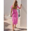 image:imageANRABESS Womens 2026 Summer Maxi Tshirt Dress Short Sleeve Crewneck Tie Waist Casual Slim Fit Slit Spring Long Beach DressesPink