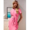 image:imageANRABESS Womens 2026 Summer Maxi Tshirt Dress Short Sleeve Crewneck Tie Waist Casual Slim Fit Slit Spring Long Beach DressesPink