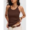 image:imageANRABESS Womens Camisole Tank Tops Sleeveless Cami Sweater Spaghetti Strap Ribbed Shirts 2026 Summer Beach Vacation ClothesRed Brown