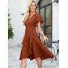 image:imageANRABESS Womens Cocktail Dress Semi Formal Wedding Guest Wrap Midi Dresses Summer Western A Line High Low Ruffled DressBurnt Orange