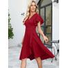 image:imageANRABESS Womens Cocktail Dress Semi Formal Wedding Guest Wrap Midi Dresses Summer Western A Line High Low Ruffled DressRed