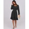 image:imageANRABESS Womens Dress Long Lantern Sleeve Square Neck Elastic Waist Ruffle Flowy Swing ALine Short Dresses 2025 Fall FashionBlack